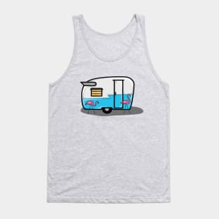 Retro blue flamingo campers Tank Top